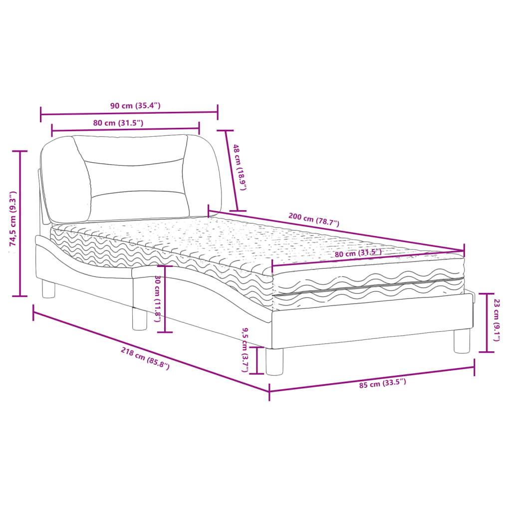 vidaXL Bett mit Matratze Dunkelbraun 80x200 cm Stoff