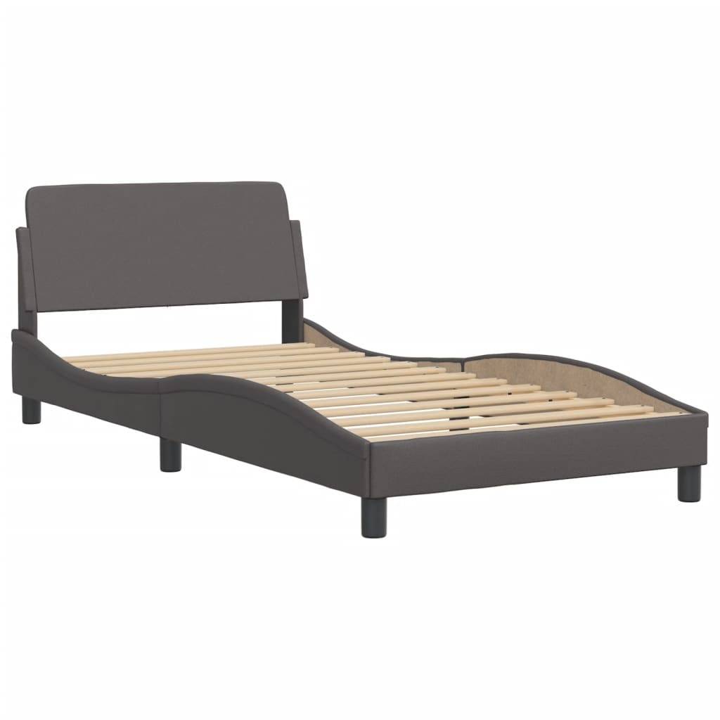 vidaXL Bett mit Matratze "Hvar" Grau 100x200 cm Kunstleder