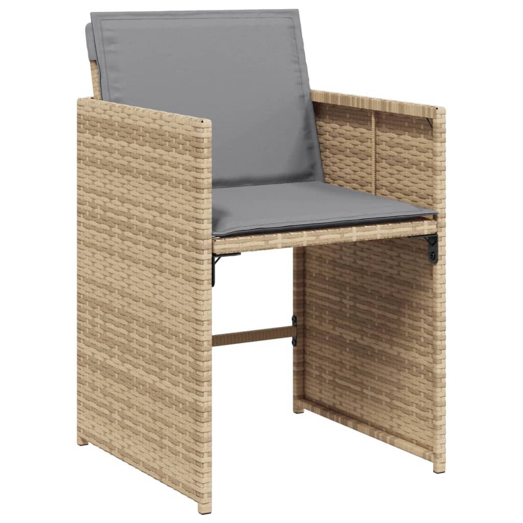 vidaXL 17-tlg. Garten-Essgruppe mit Kissen Beigemischung Poly Rattan