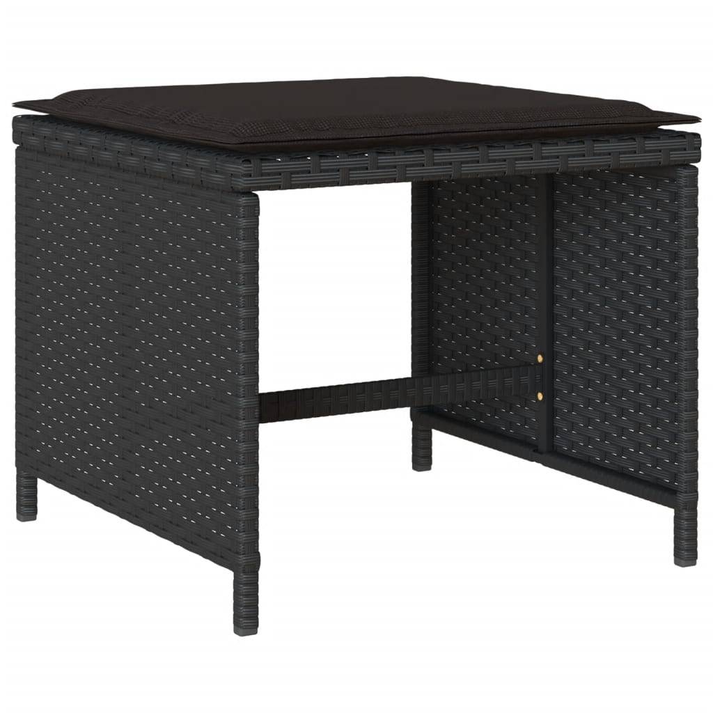 vidaXL 17-tlg. Garten-Essgruppe mit Kissen Schwarz Poly Rattan