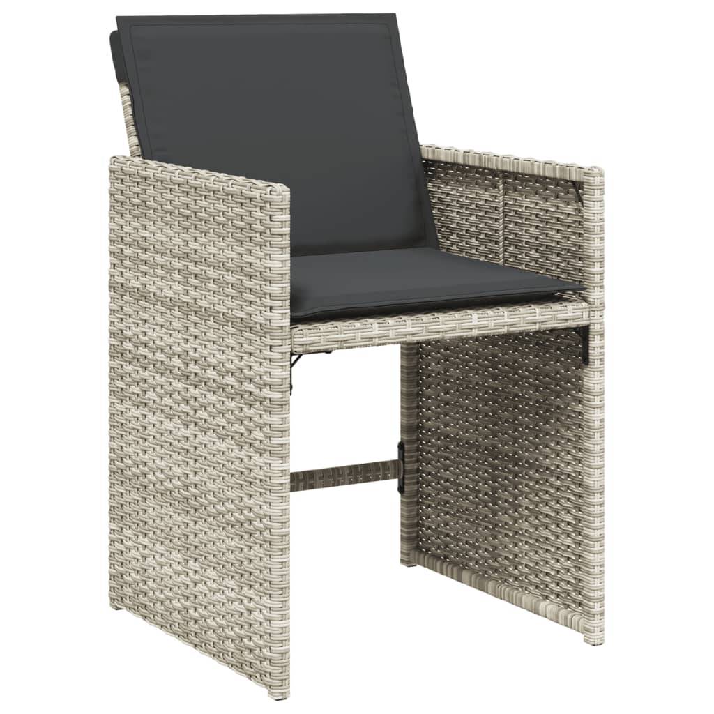 vidaXL Gartenstühle mit Kissen 4 Stk. Hellgrau Poly Rattan