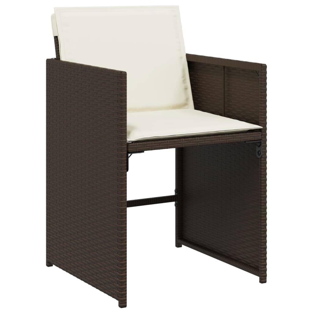 vidaXL Gartenstühle mit Kissen 4 Stk. Braun Poly Rattan