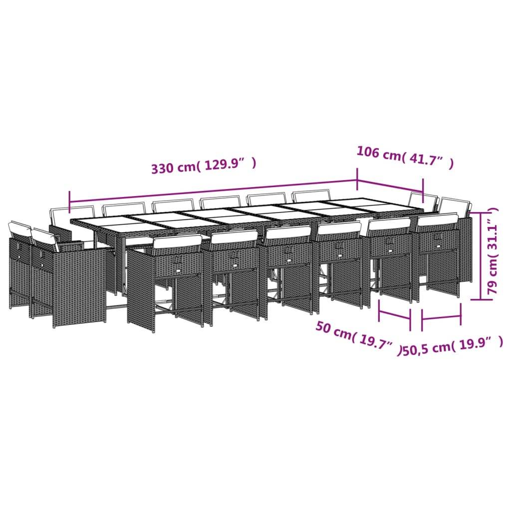 vidaXL 17-tlg. Garten-Essgruppe mit Kissen Beigemischung Poly Rattan