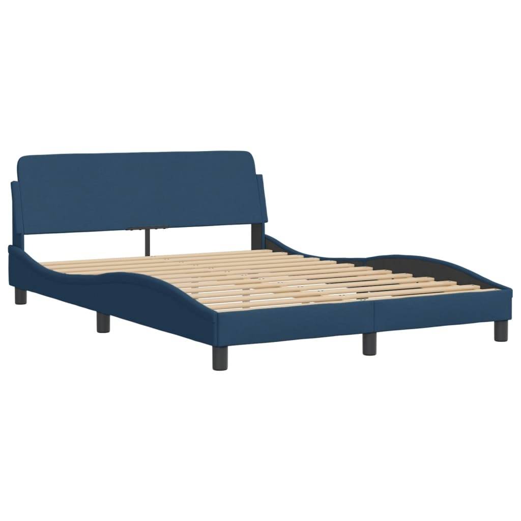 vidaXL Bett mit Matratze "Hvar" Blau 120x200 cm Stoff