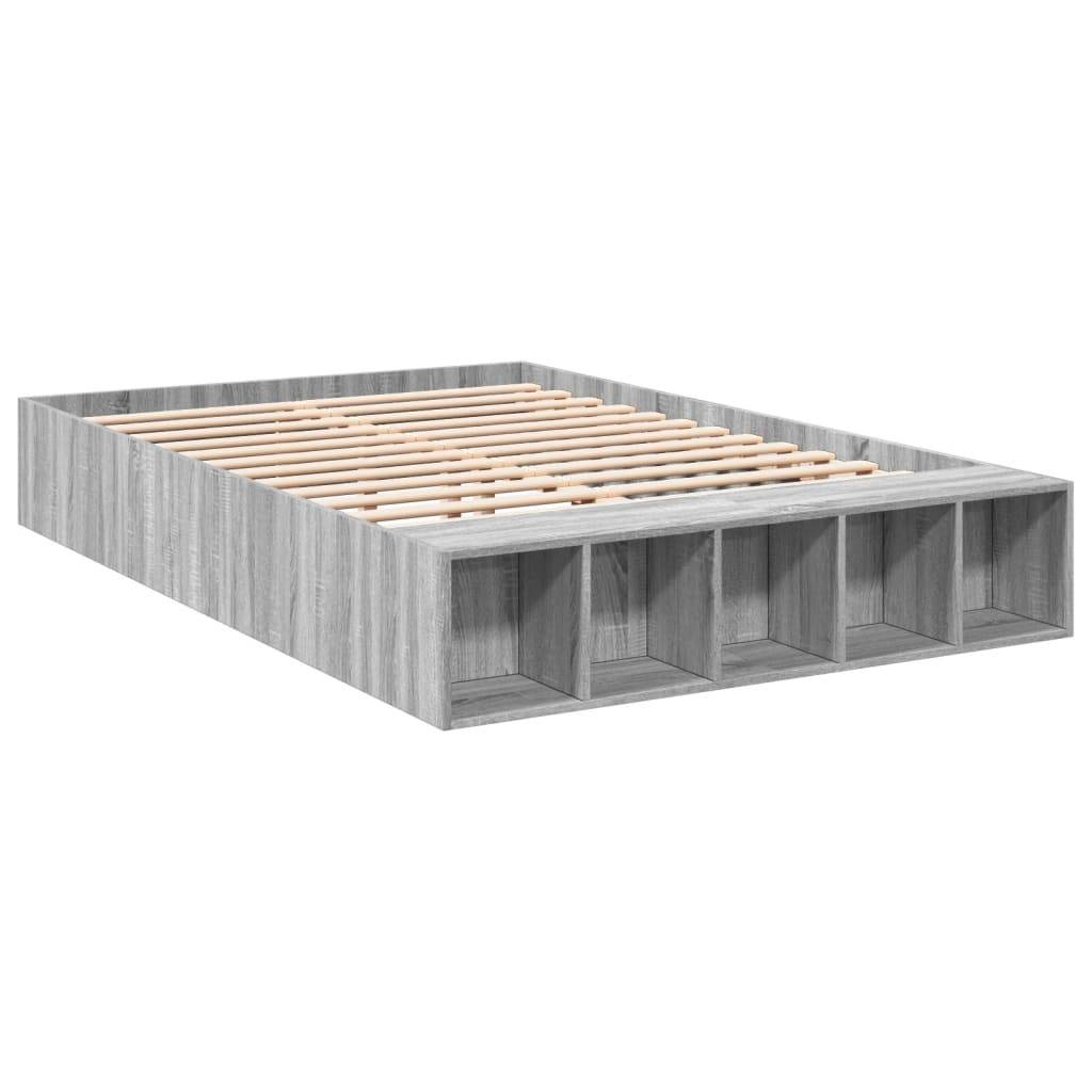 vidaXL Bettgestell Grau Sonoma 120x200 cm Holzwerkstoff