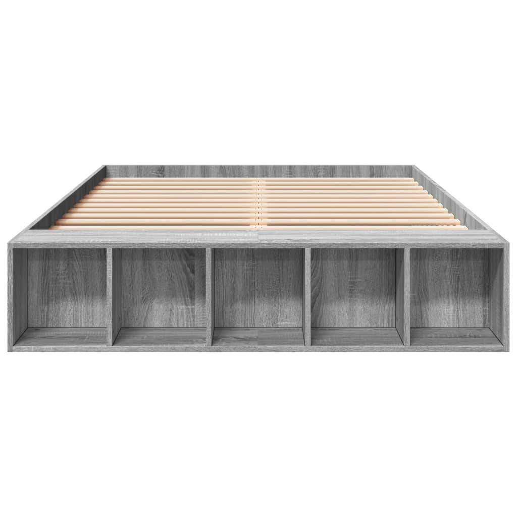 vidaXL Bettgestell Grau Sonoma 135x190 cm Holzwerkstoff
