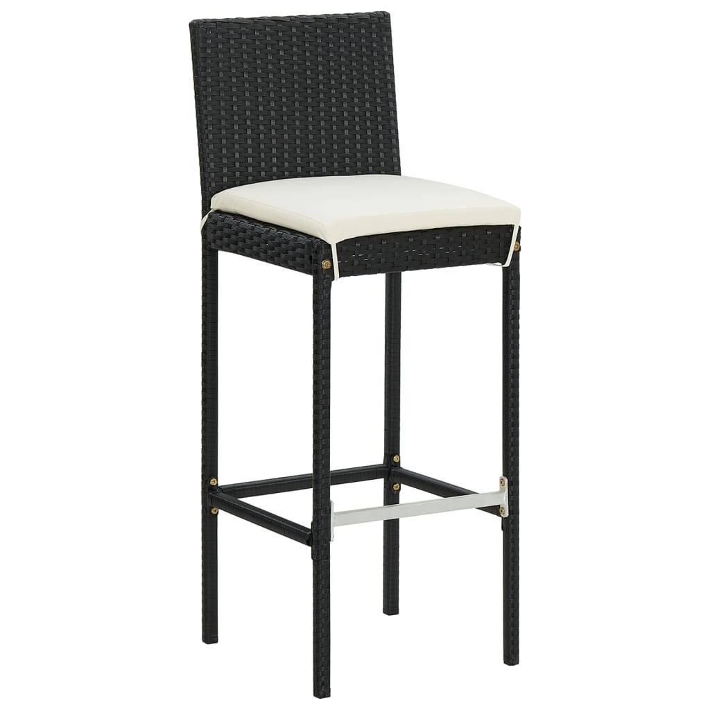 vidaXL 3-tlg. Gartenbar-Set Schwarz Massivholz Akazie und Poly Rattan