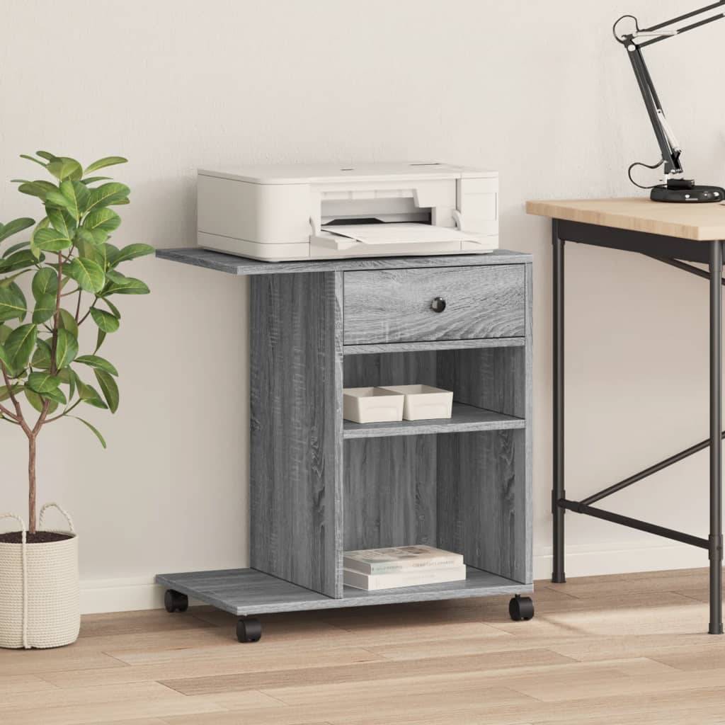 vidaXL Druckerständer mit Rollen Grau Sonoma 60x40x68,5 cm
