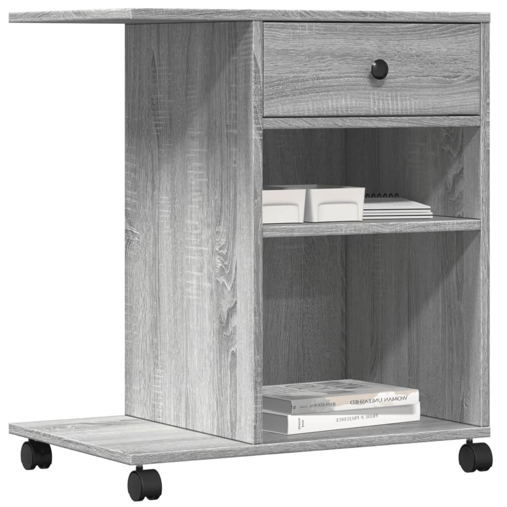 vidaXL Druckerständer mit Rollen Grau Sonoma 60x40x68,5 cm