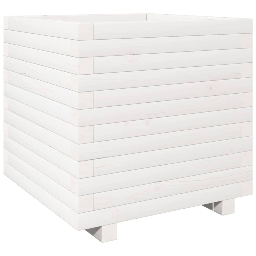 vidaXL Pflanzkübel Weiß 50x50x49,5 cm Massivholz Kiefer