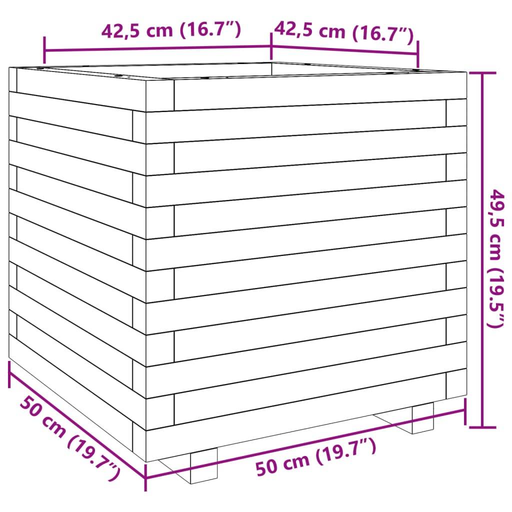 vidaXL Pflanzkübel Weiß 50x50x49,5 cm Massivholz Kiefer
