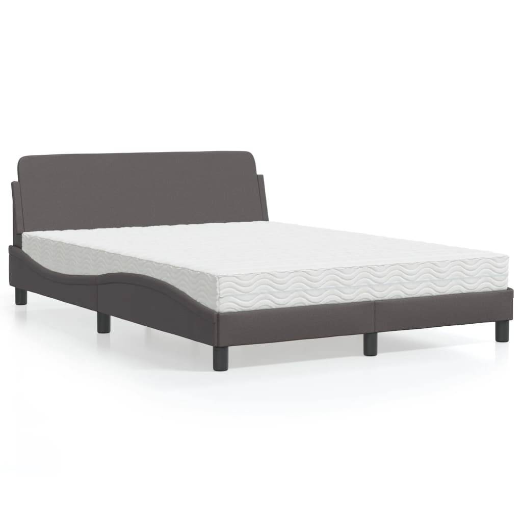 vidaXL Bett mit Matratze Grau 140x190 cm Kunstleder