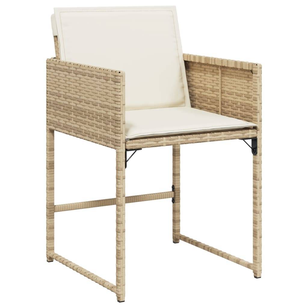 vidaXL Gartenstühle mit Kissen 4 Stk. Beige Poly Rattan