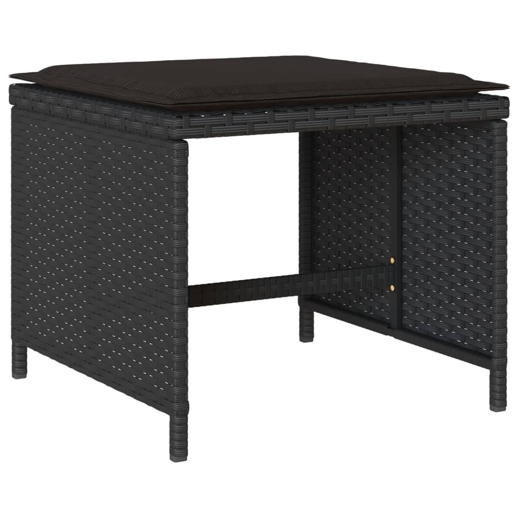 vidaXL 11-tlg. Garten-Essgruppe mit Kissen Schwarz Poly Rattan