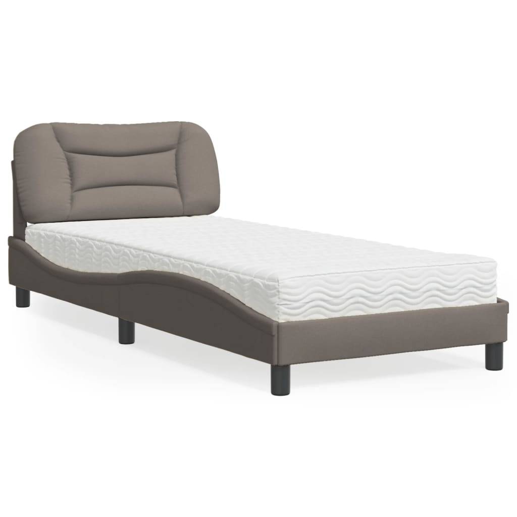 vidaXL Bett mit Matratze "Hvar" Taupe 80x200 cm Stoff