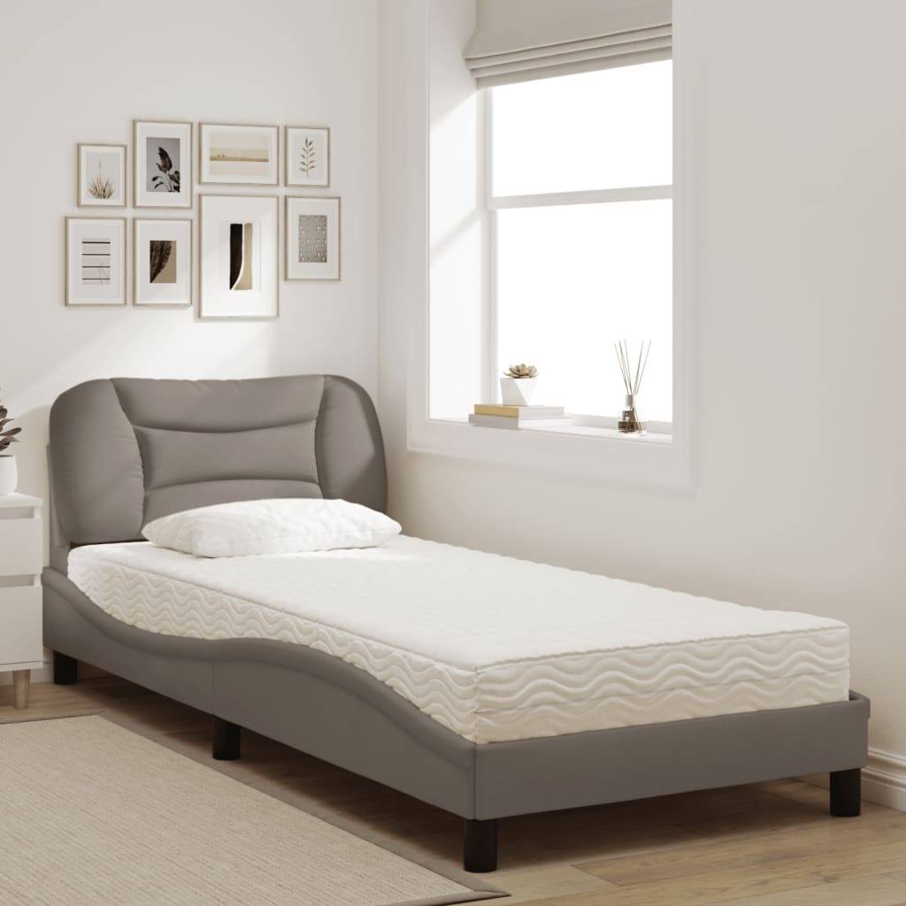 vidaXL Bett mit Matratze "Hvar" Taupe 80x200 cm Stoff