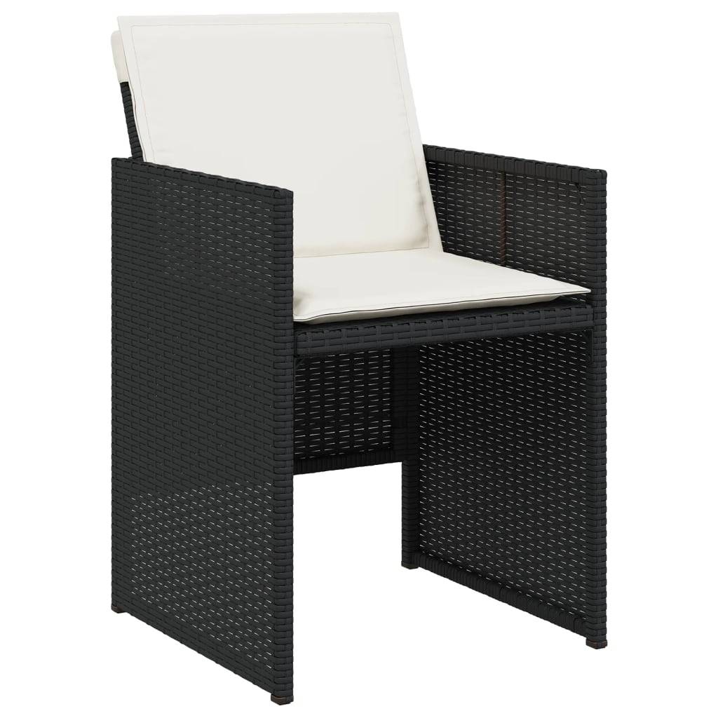 vidaXL 15-tlg. Garten-Essgruppe mit Kissen Schwarz Poly Rattan
