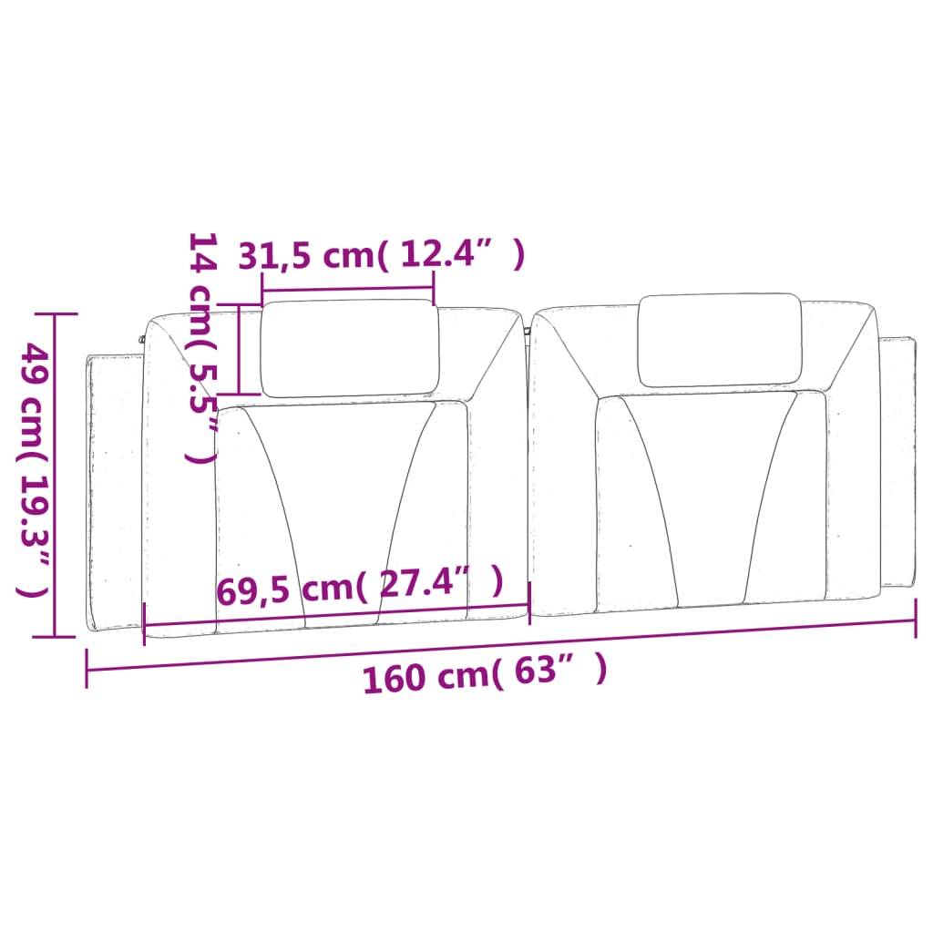 vidaXL Kopfteil-Kissen "Viana" Grau 160 cm Kunstleder