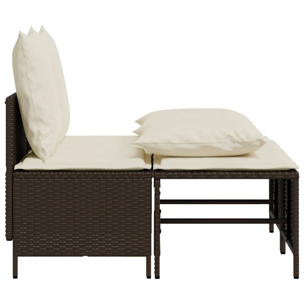 vidaXL 4-tlg. Garten-Sofagarnitur mit Kissen Braun Poly Rattan
