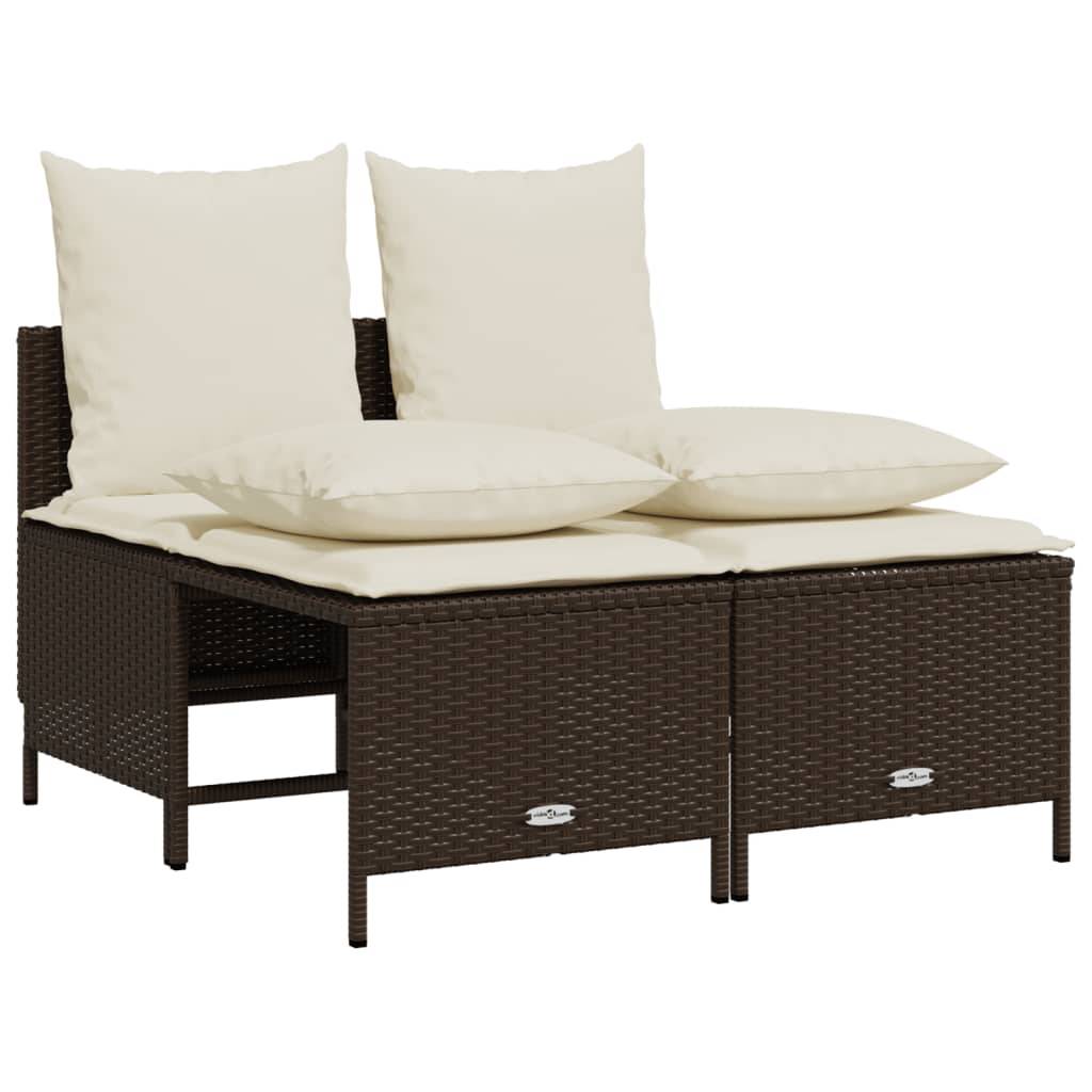 vidaXL 5-tlg. Garten-Sofagarnitur mit Kissen Braun Poly Rattan