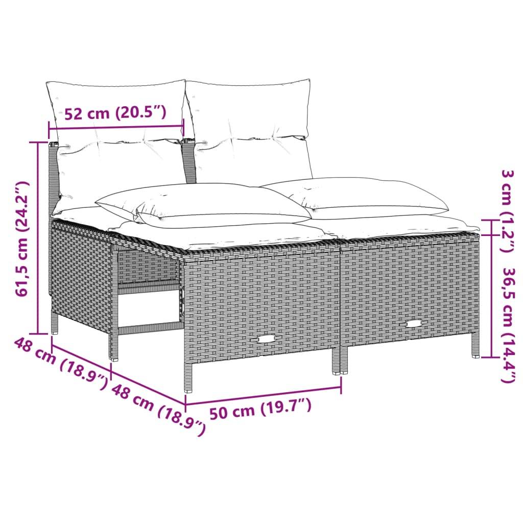 vidaXL 4-tlg. Garten-Sofagarnitur mit Kissen Hellgrau Poly Rattan