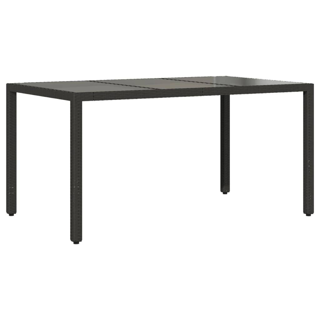 vidaXL 7-tlg. Garten-Essgruppe mit Kissen Schwarz Poly Rattan Glas