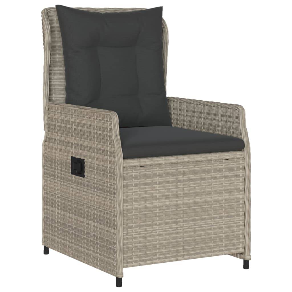 vidaXL 7-tlg. Garten-Essgruppe mit Kissen Hellgrau Poly Rattan