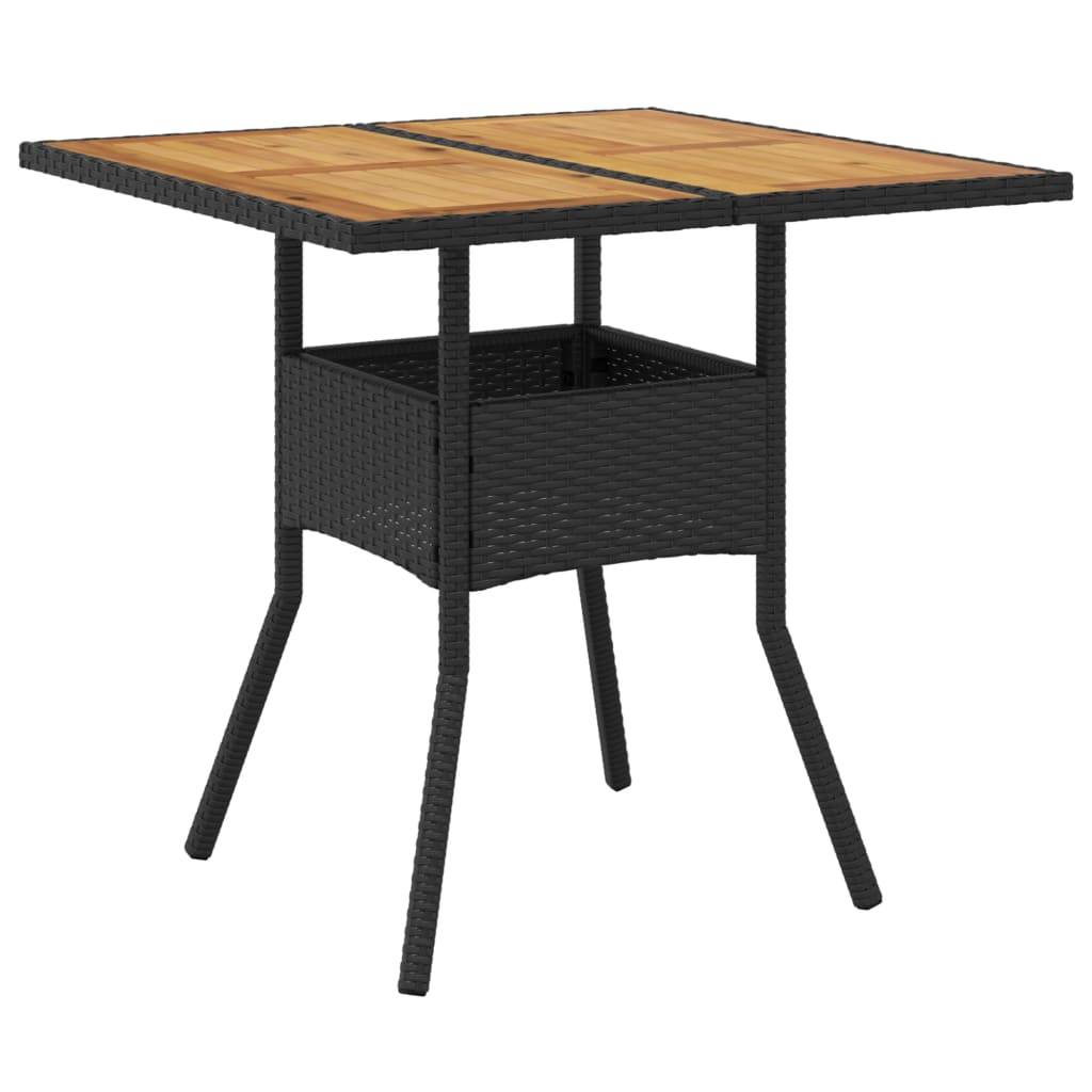 vidaXL 3-tlg. Garten-Essgruppe mit Kissen Schwarz Poly Rattan Akazie