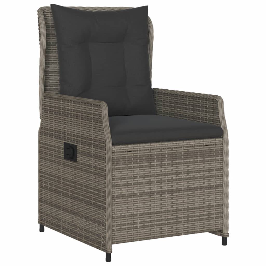 vidaXL 3-tlg. Garten-Essgruppe mit Kissen Grau Poly Rattan