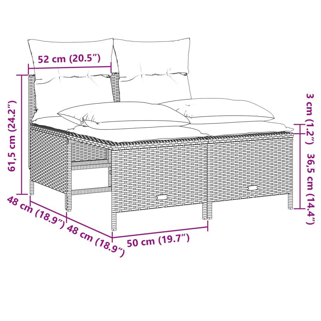 vidaXL 4-tlg. Garten-Sofagarnitur mit Kissen Grau Poly Rattan