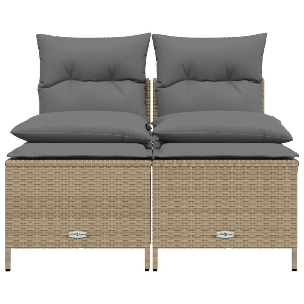 vidaXL 4-tlg. Garten-Sofagarnitur mit Kissen Beige Poly Rattan