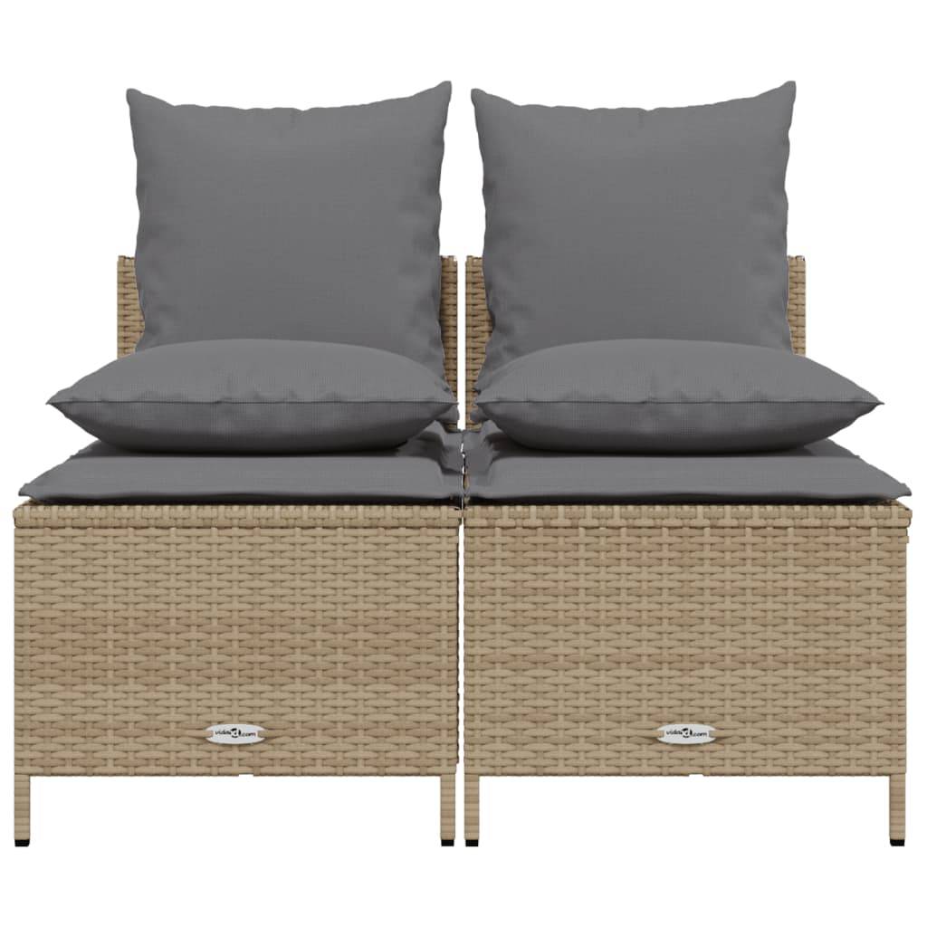 vidaXL 4-tlg. Garten-Sofagarnitur mit Kissen Beige Poly Rattan