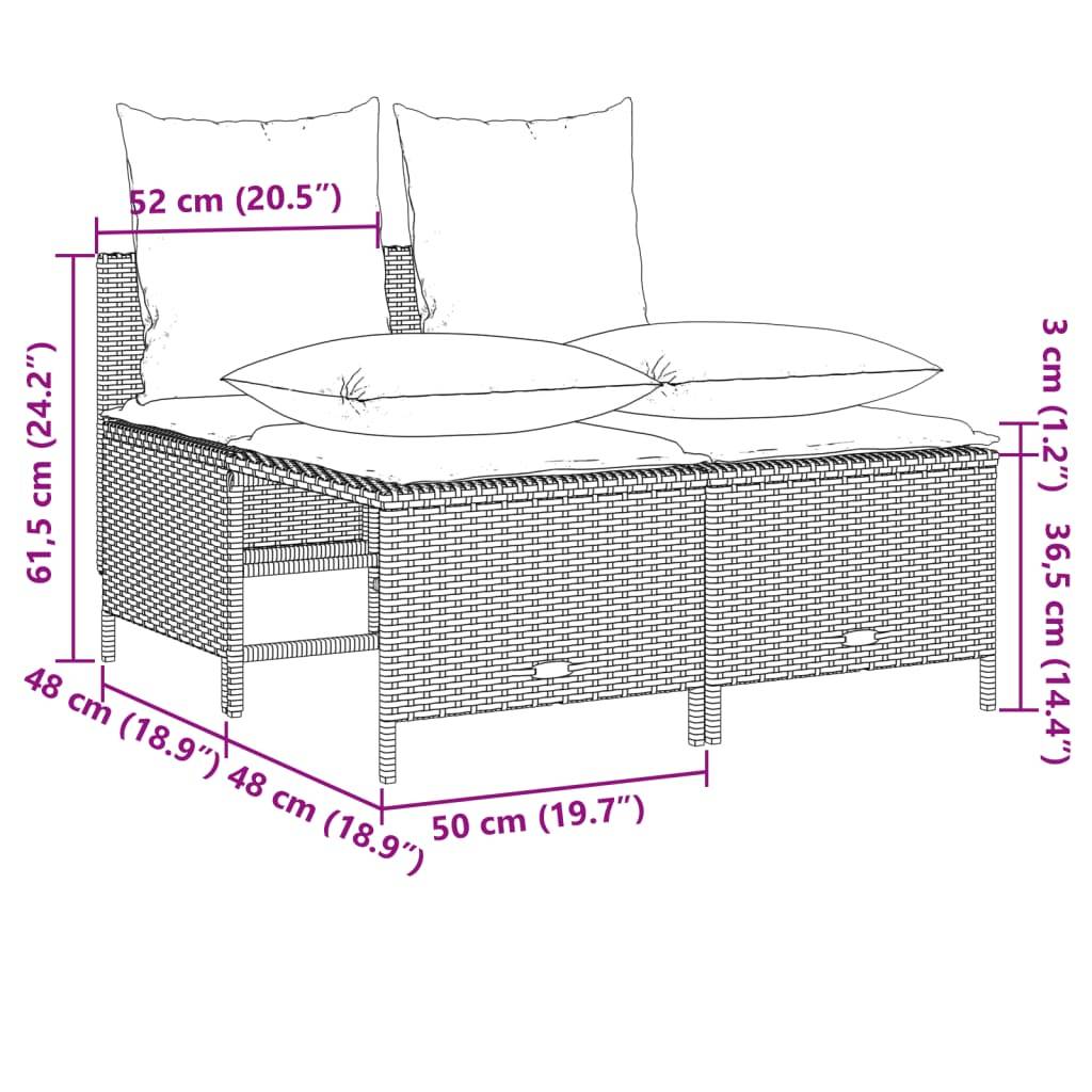vidaXL 4-tlg. Garten-Sofagarnitur mit Kissen Schwarz Poly Rattan