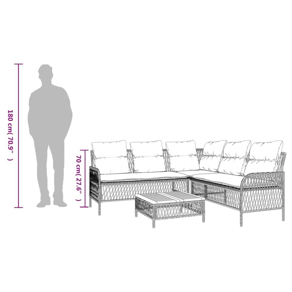 vidaXL 2-tlg. Garten-Sofagarnitur mit Auflagen Poly Rattan Grau