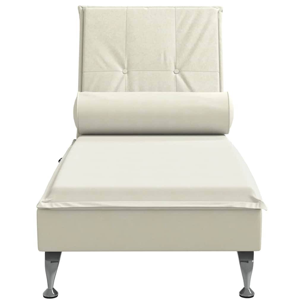 vidaXL Massage-Chaiselongue mit Nackenrolle Creme Samt
