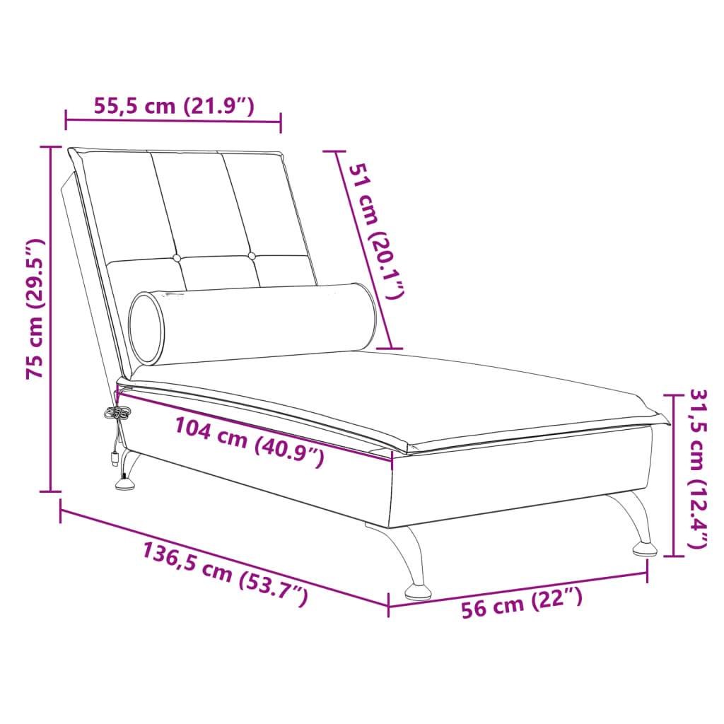vidaXL Massage-Chaiselongue mit Nackenrolle Rosa Samt