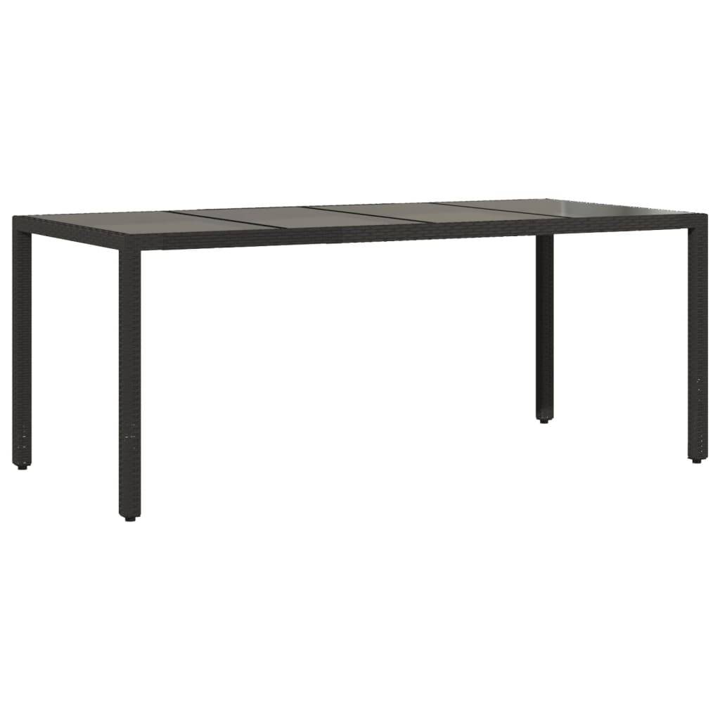 vidaXL 7-tlg. Garten-Essgruppe mit Kissen Schwarz Poly Rattan Glas