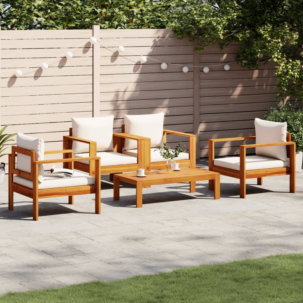 vidaXL 5-tlg. Garten-Sofagarnitur mit Kissen Massivholz Akazie