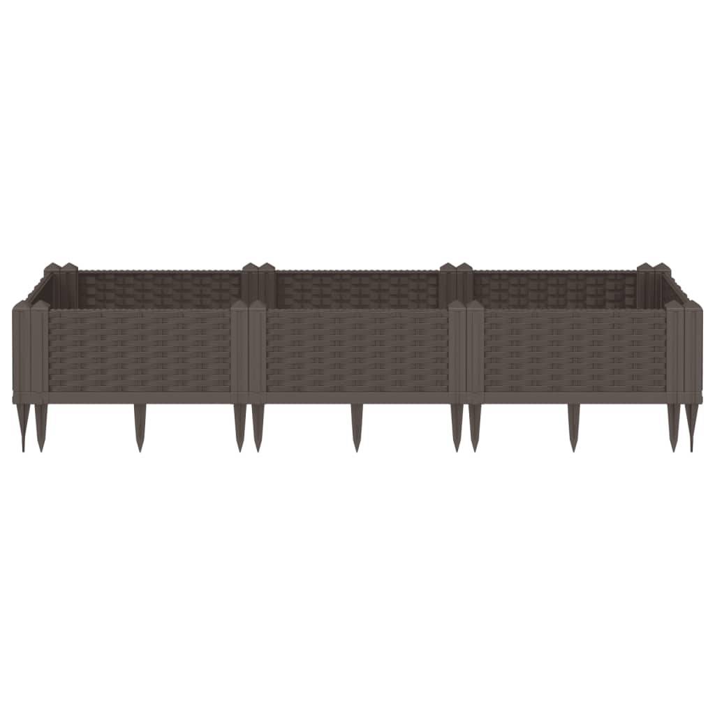 vidaXL Pflanzkasten mit Erdspießen Braun 125x40x28,5 cm PP