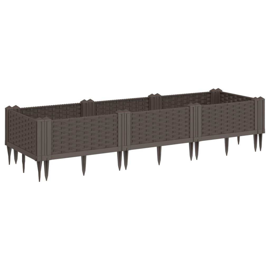 vidaXL Pflanzkasten mit Erdspießen Braun 125x40x28,5 cm PP