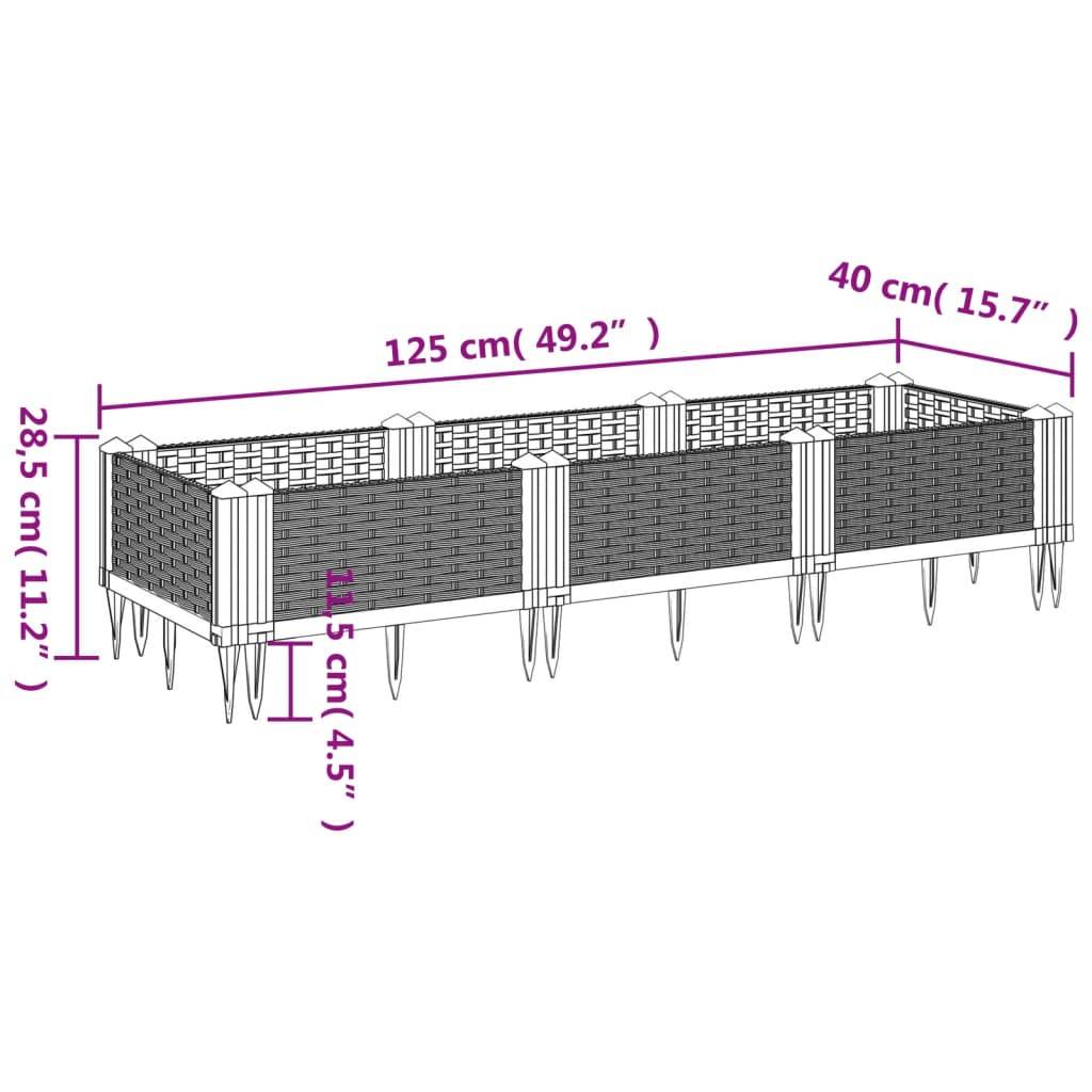 vidaXL Pflanzkasten mit Erdspießen Braun 125x40x28,5 cm PP