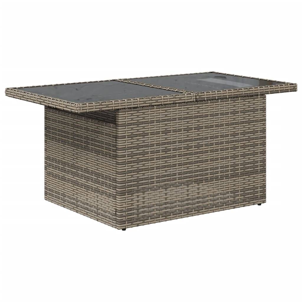 vidaXL 11-teiliges Gartensofa-Set mit Kissen, grau, Polyrattan