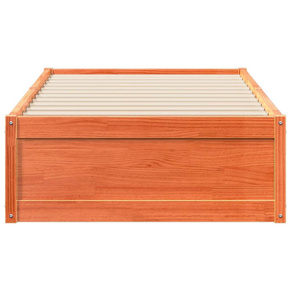 vidaXL Massivholzbett ohne Matratze Wachsbraun 100x200 Kiefernholz