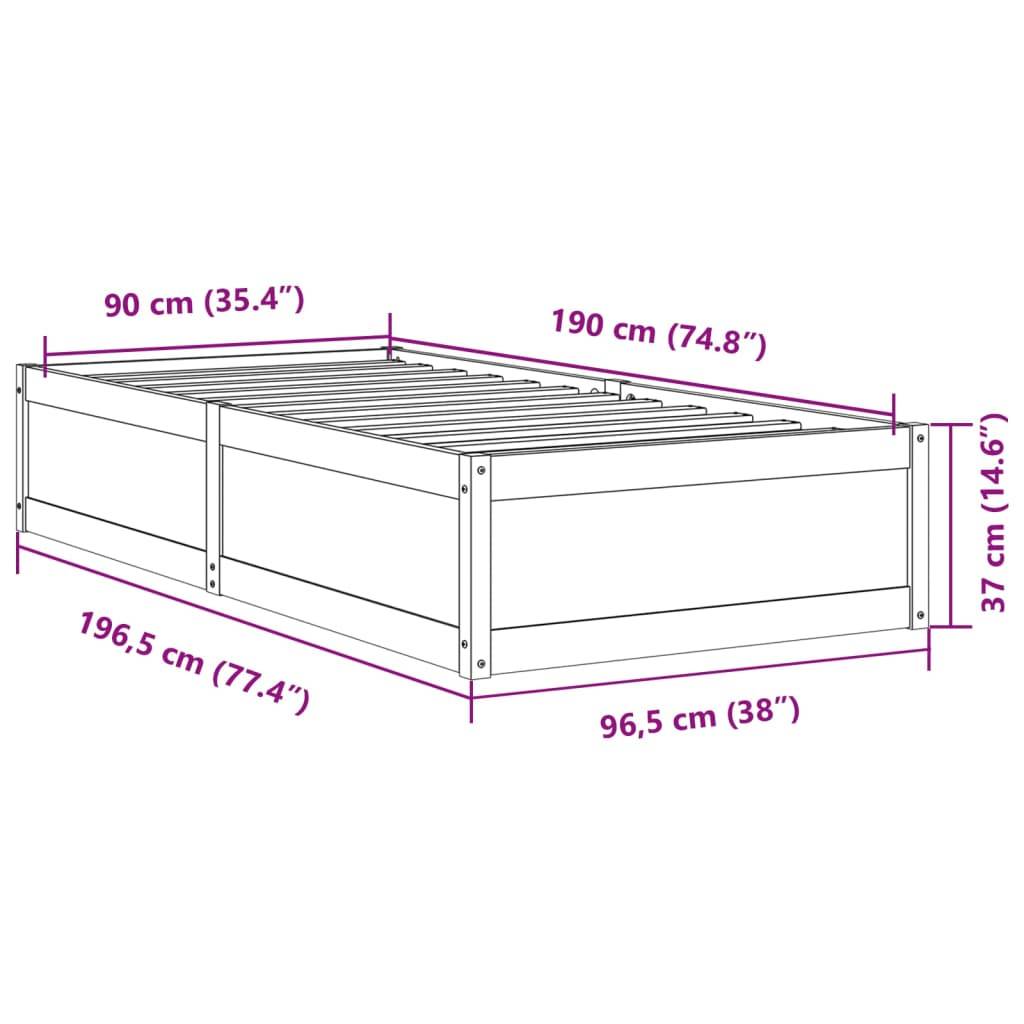 vidaXL Massivholzbett ohne Matratze Wachsbraun 90x190 cm Kiefernholz