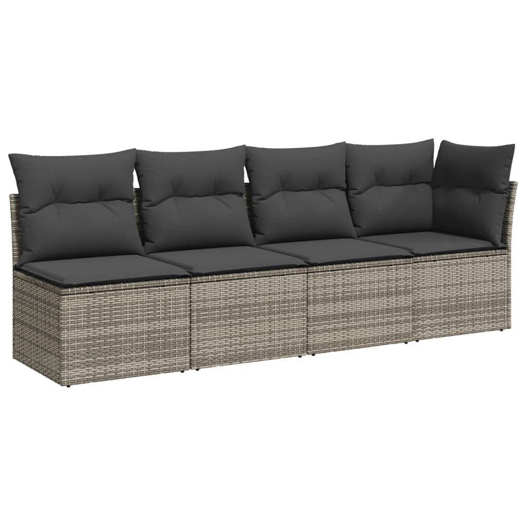 vidaXL 5-tlg. Garten-Sofagarnitur mit Kissen Grau Poly Rattan