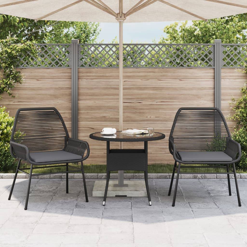 vidaXL Gartenstühle 2 Stk. mit Kissen Schwarz Poly Rattan