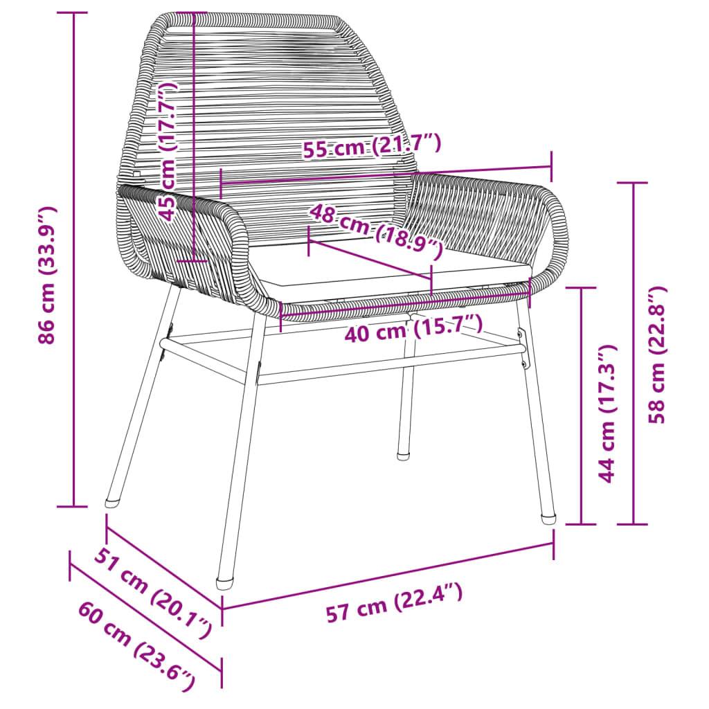 vidaXL Gartenstühle 2 Stk. mit Kissen Schwarz Poly Rattan