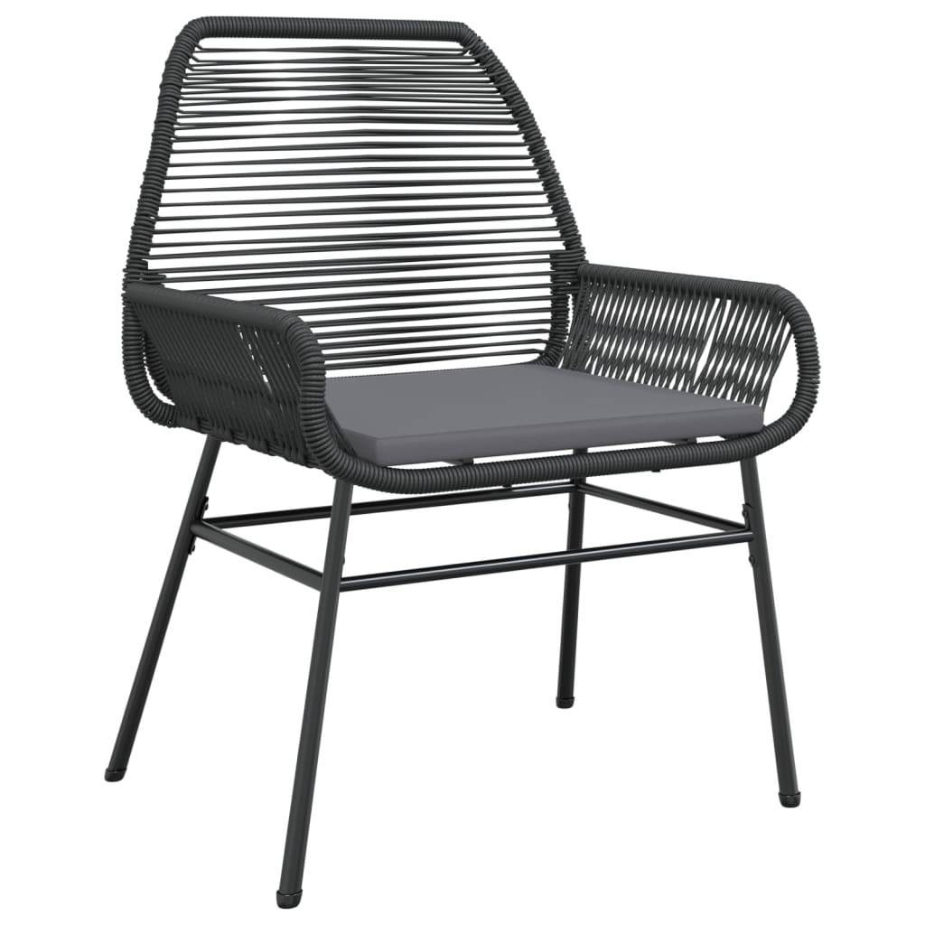 vidaXL Gartenstühle 2 Stk. mit Kissen Schwarz Poly Rattan