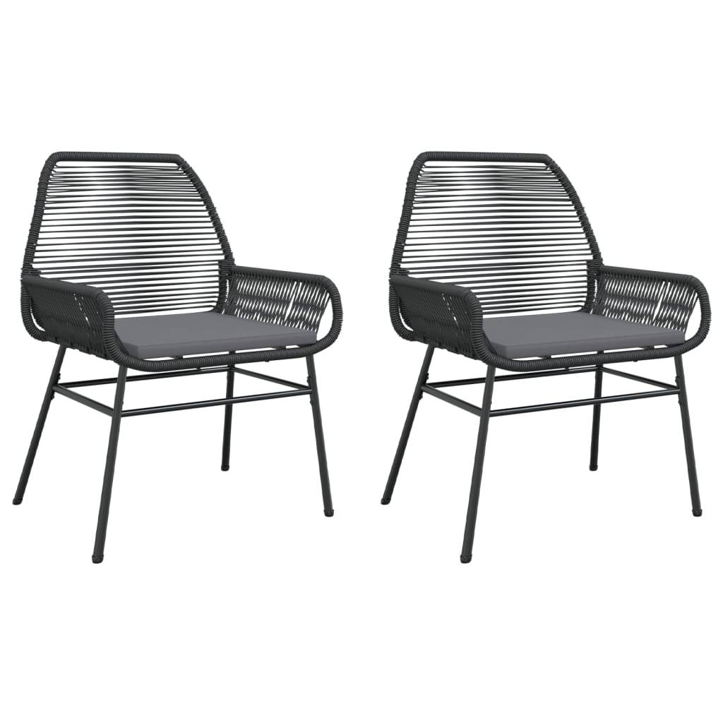 vidaXL Gartenstühle 2 Stk. mit Kissen Schwarz Poly Rattan