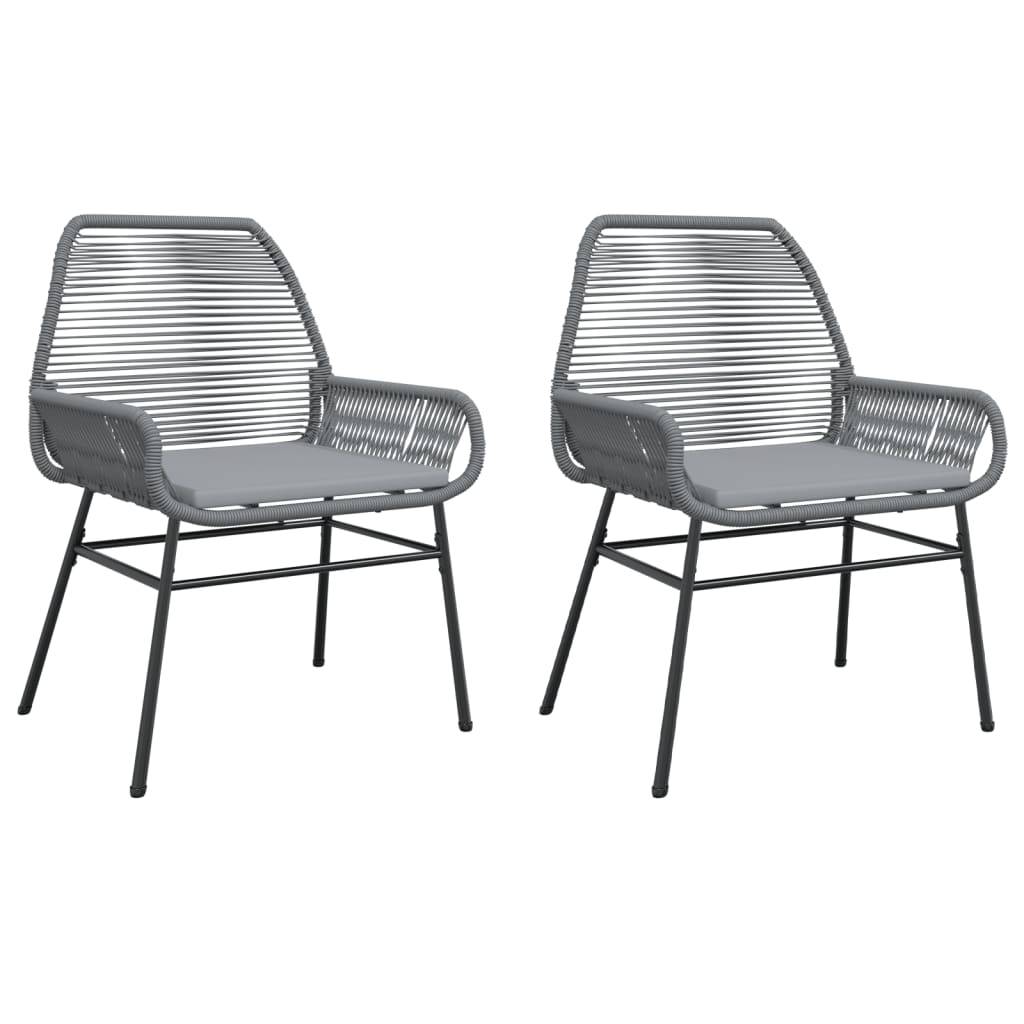 vidaXL Gartenstühle 2 Stk. mit Kissen Grau Poly Rattan